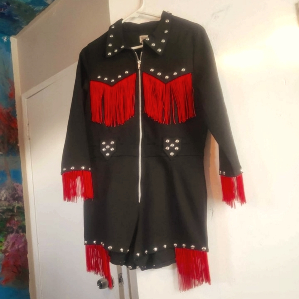 Fringe Cowgirl Studded Romper